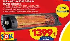 RAKS MİKA W2500 2300 W DUVAR TİPİ ISITICI